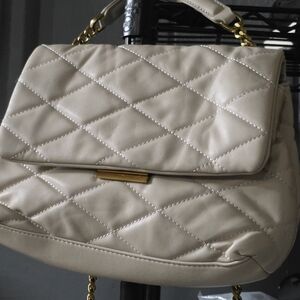 Chic Beige Quilted Shoulder Bag